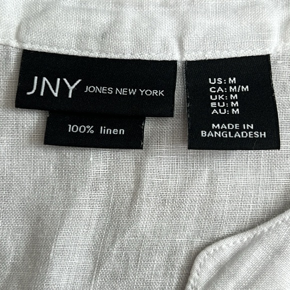Jones New York White Linen Vneck Tunic Top M - Picture 8 of 13